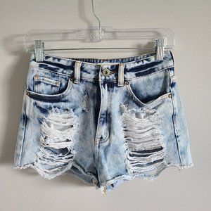 Bullhead Distressed Super High Waisted Denim Short